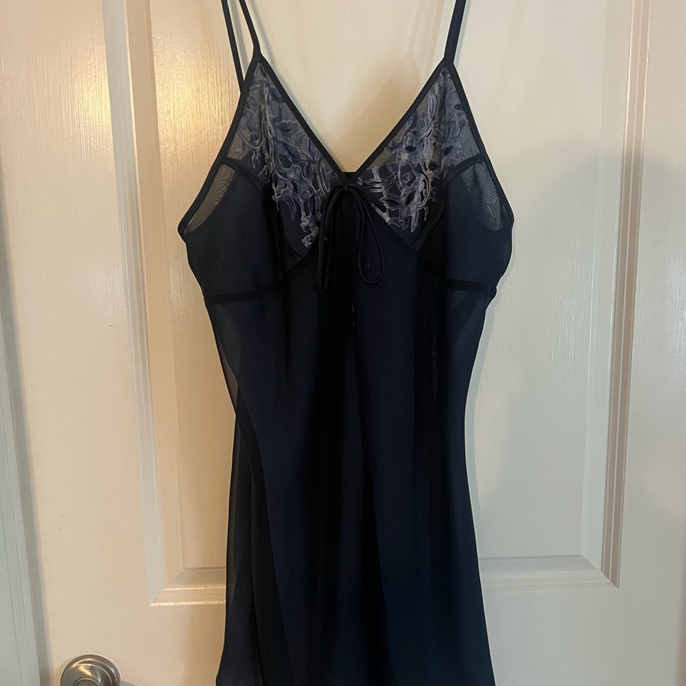 Vintage Blue and White Lace Slip Dress
